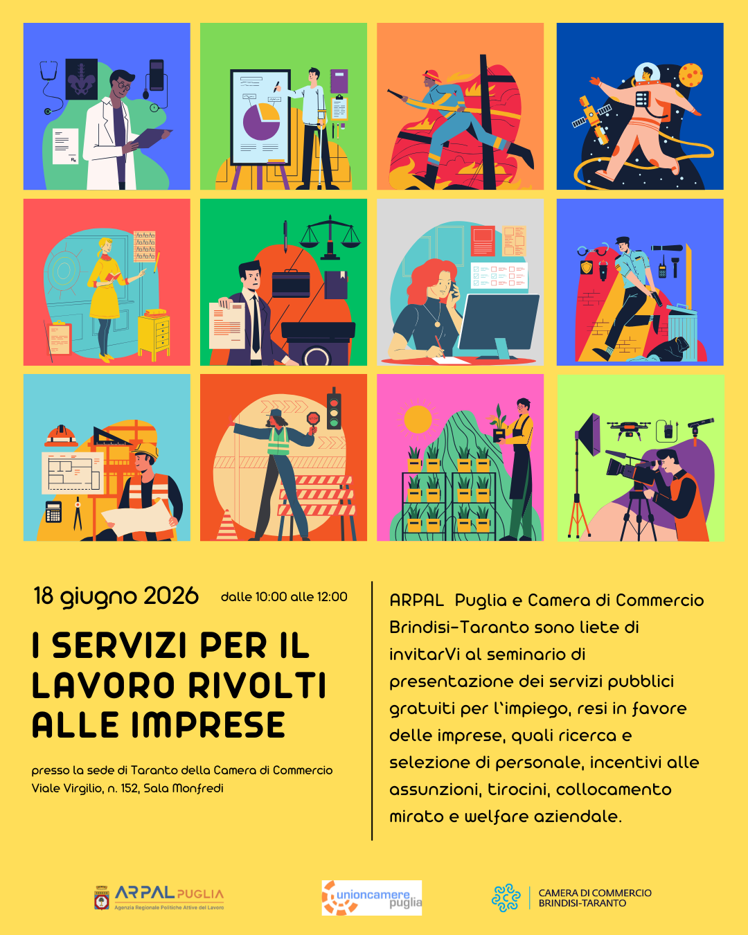 ​  𝟭𝟴.𝟬𝟲.𝟮𝟬𝟮𝟲 - I SERVIZI PER IL LAVORO RIVOLTO ALLE IMPRESE: ARPAL Puglia incontra le aziende del territorio di Taranto